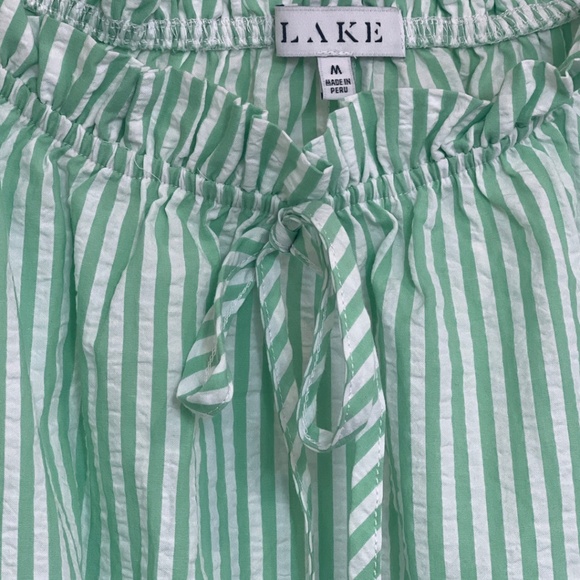 LAKE brand Alice Nightgown in Clover Leaf Green Seersucker Breezy Breathable M - Picture 2 of 3